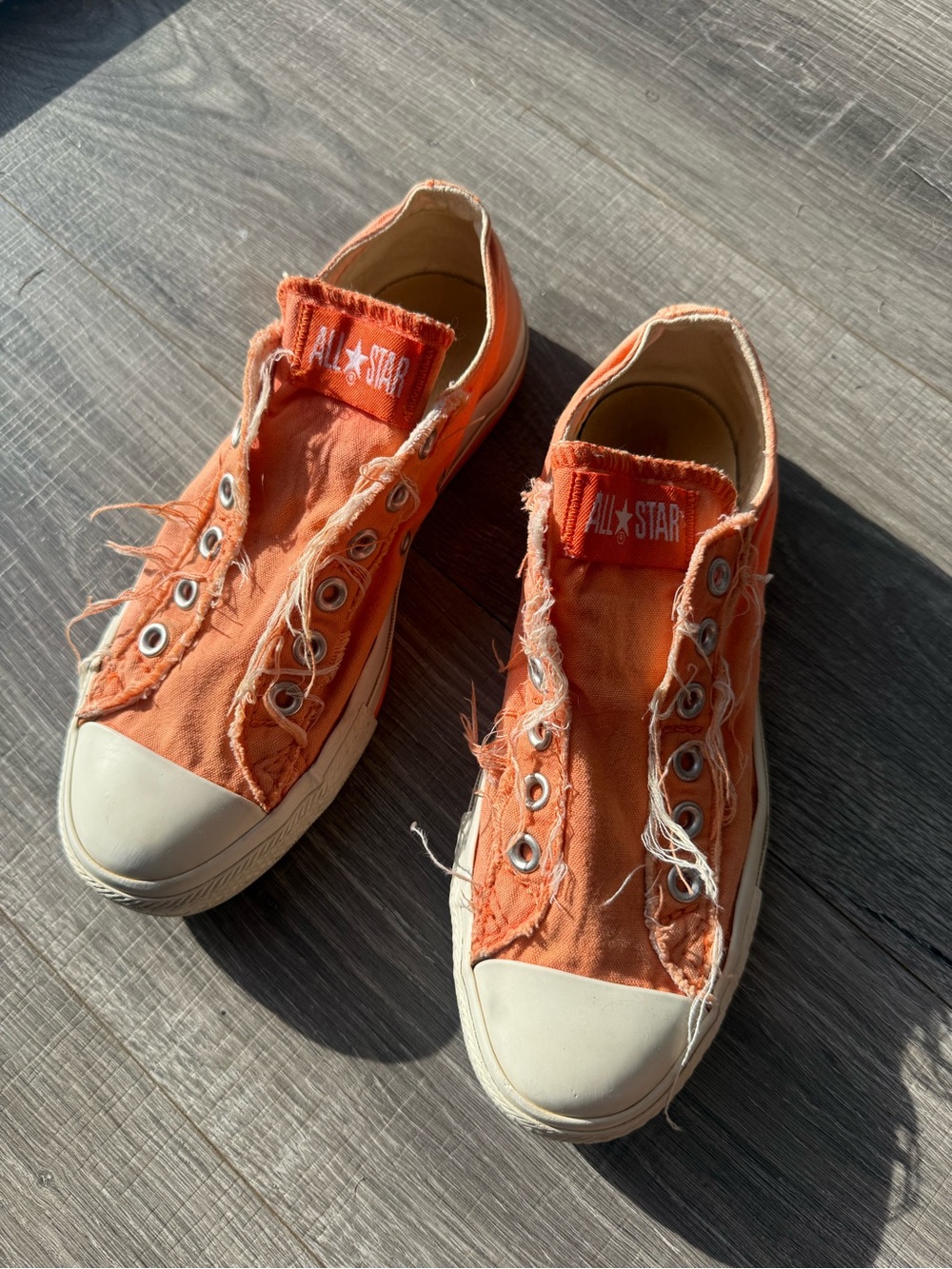 Converse Orange Frayed Low Top Sneakers - Picture 3 of 8